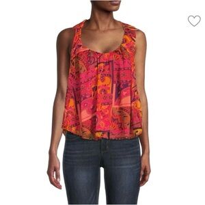 Free People Women's Multi-Color Paisley Print Sleeveless Boho Top Size Small